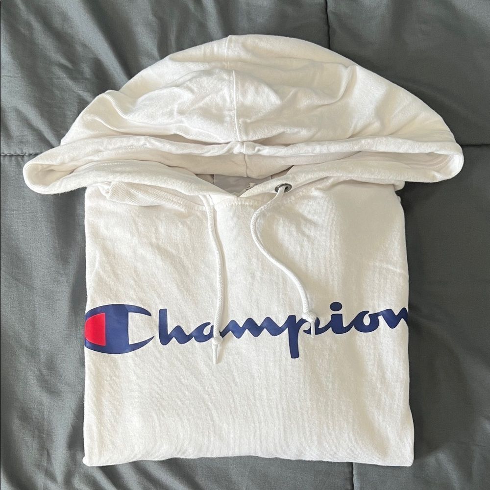 Champion Lightweight Logo Hoodie White Size Medium